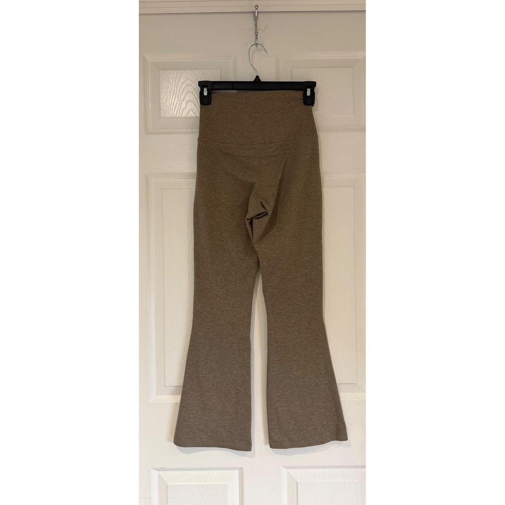Quince Ultra Soft High Waisted Cropped Flare Leggings Brown Heather Small - Picture 3 of 7